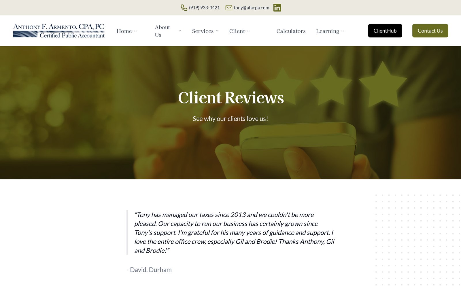 Client reviews